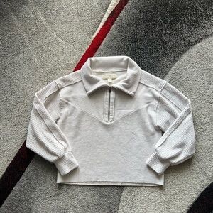 Saltwater Luxe Collared Cutoff Sweatshirt